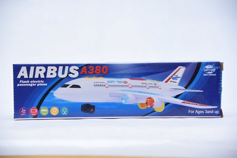 Mayank & Company Musical Aeroplane Toy for Kids with Flashing Lights and Bump n Go Action